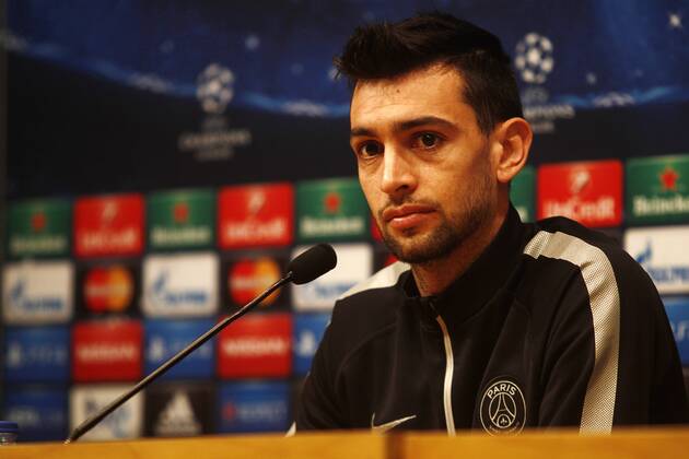 Javier Pastore at press conference PK Pressekonferenz before the Champions League second leg match between PSG and Barcelona. xFRANCESCxADELANTADOx 