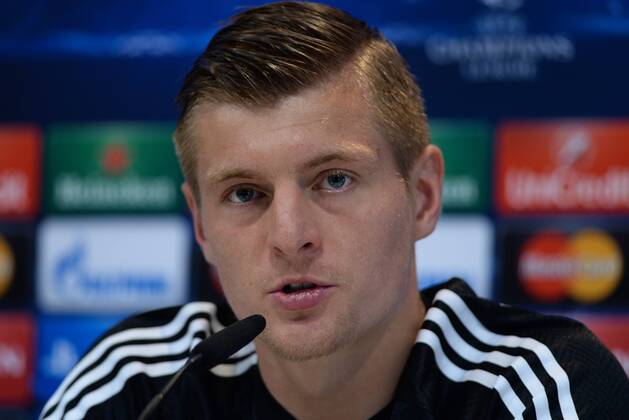 Aktuell Fußball, Champions League, Pressekonferenz Real Madrid ESPANA, MADRID 21 APR: CarloxAncelotti, Toni Kroos, rueda de prensa in Ciudad Deportiva Real Madrid (Valdebebas), for the next match Champions League 2014 15 Real Madrid VS Atletico de Madrid in stadium Santiago Bernabeu (Madrid). 21th april of 2015 (Madrid). (Isa Saiz Cordon Press). 