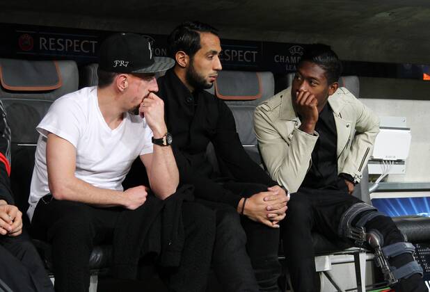 Franck Ribery, Mehdi Benatia, David Alaba Fußball Fussball UEFA Championsleague Herren Viertelfinale Rückspiel Saison 2014 2015 21.04.2015 FC Bayern München vs. FC Porto