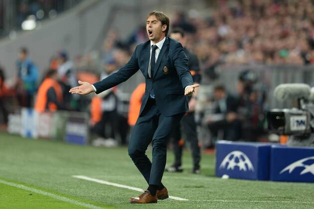 Fußball Champions League Viertelfinale Bayern München - FC Porto am 21.04.2015 in der Allianz Arena in München Julen Lopetegui ( Trainer Porto )