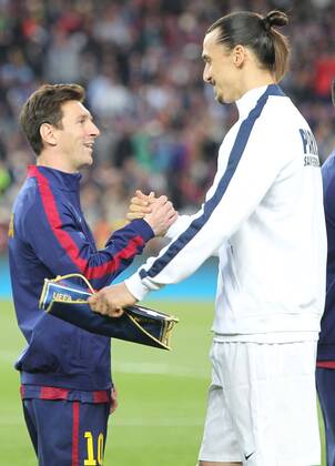 Aktuell Fußball, Champions League, FC Barcelona - Paris St. Germain Lionel Messi (Barcelona) - Zlatan Zlatan Ibrahimovic ( PSG ) Football FC Barcelona (Barca) - Paris Saint Germain (PSG) - Champions League CarlosMirax 