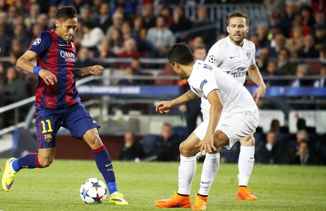 Barcelona, Catalonia, Spain - BARCELONA, SPAIN - APRIL 21: Neymar Jr. during the match of UEFA Champions League Quarter finals second leg between FC Barcelona Barca and Paris Saint-Germain at the Camp Nou stadium on April 21, 2015 in Barcelona, Spain. (Photo by Joan Valls Urbanandsport Nurphoto) FC Barcelona and Paris Saint-Germain  - ZUMAn230