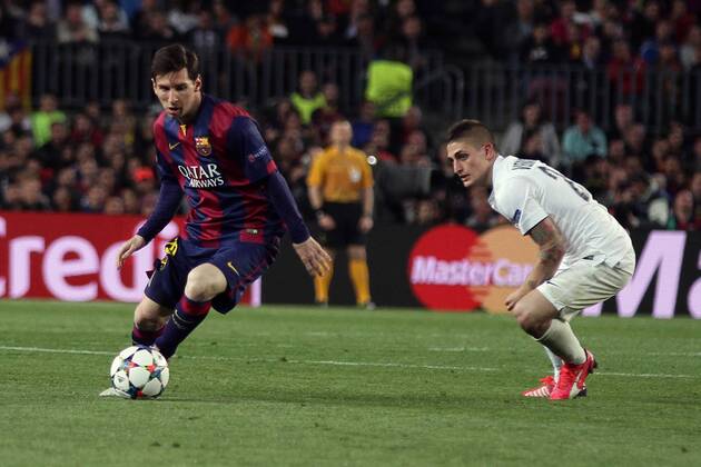 21.04.2015. Champions League Football. Barcelona versus Paris Sant Germain, Messi in action xAngelxBoludax  ActionPlus11614874