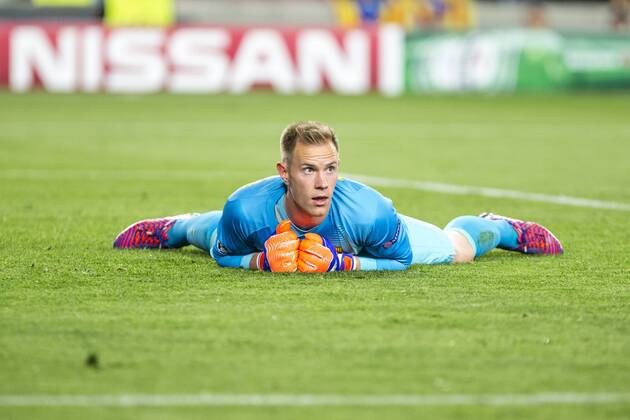 BARCELONA, SPAIN - APRIL 21: Marc-Andre ter Stegen of FC Barcelona Barca during the match of UEFA Champions League Quarter finals second leg between FC Barcelona and Paris Saint-Germain at the Camp Nou stadium on April 21, 2015 in Barcelona, Spain. (Photo by M. Trigueros Urbanandsport Cordon Press) 
