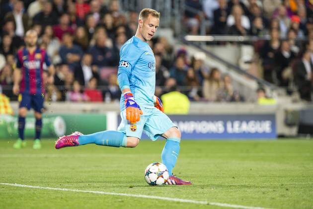 BARCELONA, SPAIN - APRIL 21: Marc-Andre ter Stegen of FC Barcelona Barca during the match of UEFA Champions League Quarter finals second leg between FC Barcelona and Paris Saint-Germain at the Camp Nou stadium on April 21, 2015 in Barcelona, Spain. (Photo by M. Trigueros Urbanandsport Cordon Press) 