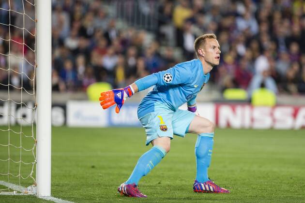 BARCELONA, SPAIN - APRIL 21: Marc-Andre ter Stegen of FC Barcelona Barca during the match of UEFA Champions League Quarter finals second leg between FC Barcelona and Paris Saint-Germain at the Camp Nou stadium on April 21, 2015 in Barcelona, Spain. (Photo by M. Trigueros Urbanandsport Cordon Press) 