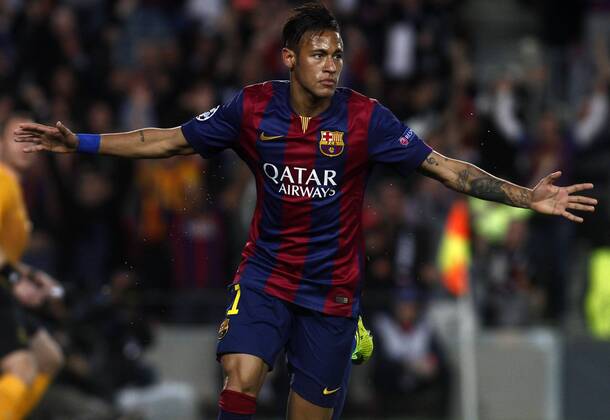 Champions League 2014 2015 FC Barcelona (Barca) - Paris St. Germain (PSG) In this picture, Neymar celebrate his goal. xFRANCESCxADELANTADOx 