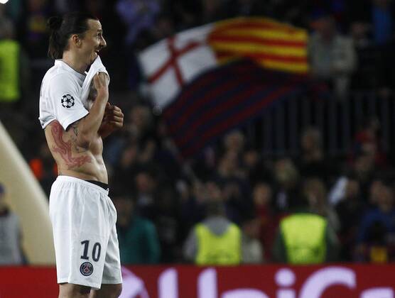Champions League 2014 2015 FC Barcelona (Barca) - Paris St. Germain (PSG) In this picture, Zlatan Ibrahimovic dejected. xFRANCESCxADELANTADOx 