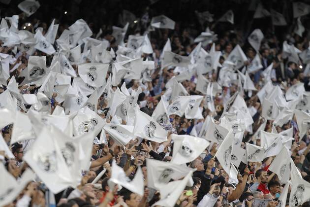 2014 2015 Champions League, held at the Santiago Bernabeu stadium, in Madrid 04 22 2015. Real Madrid Fans 
