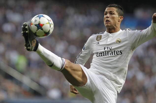 Soccer match between Real Madrid and Atletico de Madrid of the 2014 2015 Champions League, held at the Santiago Bernabeu stadium, in Madrid 04 22 2015. Cristiano Ronaldo 