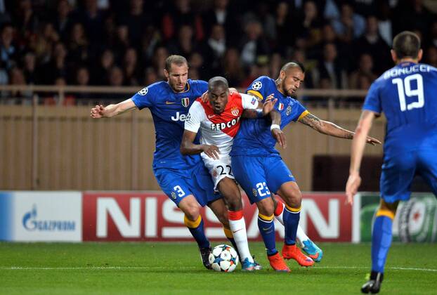 Geoffrey Kondogbia (mon) - Giorgo Chiellini (juv) - Arturo Vidal (juv) - Champions League, AS Monaco vs. Juventus Turin - 22 04 2015 AnthonyBIBARD FEP Panoramic 