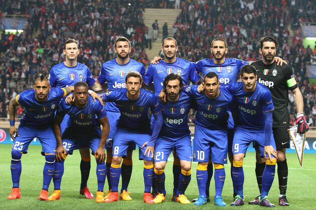 Aktuell Fußball, Champions League, AS Monaco - Juventus Turin April 22, 2015 - Montecarlo, Monaco - Juventus Team poses in order to be photographed before the Uefa Champions League quarter final football match JUVENTUS - MONACO on 22 04 15 at the Stade Louise II in Montecarlo, Monaco. Copyright 2015 Matteo Bottanelli Monaco vs Juventus  - ZUMAn230