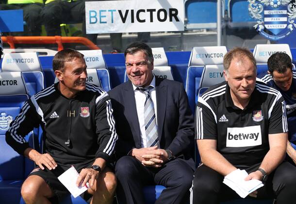 West Ham s Sam Allardyce looks on Barclays Premier League - Queens Park Rangers vs West Ham United - Loftus Road - England - 25th April 2015 - Picture David Klein Sportimage EDITORIAL USE ONLY. No use with unauthorised audio, video, data, fixture lists, club league logos or live services. Online in-match use limited to 120 images, no video emulation. No use in betting, games or single club league player publications.