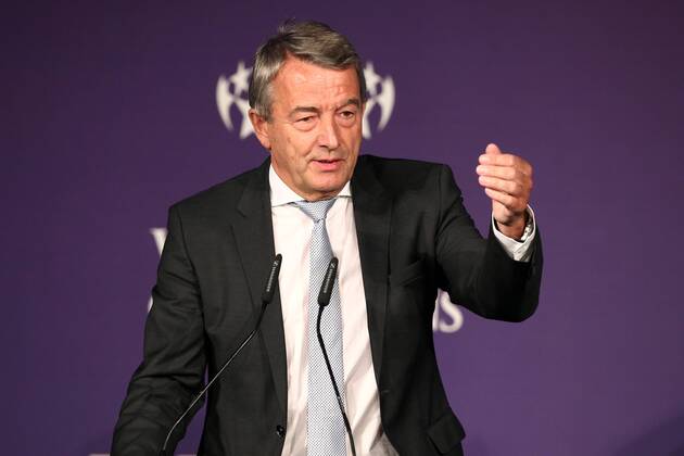 DFB Präsident Wolfgang Niersbach Pressekonferenz Zeremonie der Übergabe des Championsleague Pokals Fußball Fussball UEFA Champiosleague Saison 2014 2015 27.04.2015