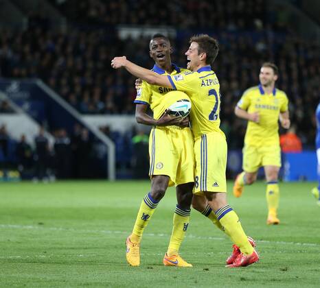 Chelsea s Ramires celebrates scoring his sides third goal Barclays Premier League - Leicester City vs Chelsea - King Power Stadium - England - 26th April 2015 - Picture David Klein Sportimage EDITORIAL USE ONLY. No use with unauthorised audio, video, data, fixture lists, club league logos or live services. Online in-match use limited to 120 images, no video emulation. No use in betting, games or single club league player publications.