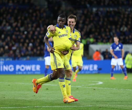 Chelsea s Ramires celebrates scoring his sides third goal Barclays Premier League - Leicester City vs Chelsea - King Power Stadium - England - 26th April 2015 - Picture David Klein Sportimage EDITORIAL USE ONLY. No use with unauthorised audio, video, data, fixture lists, club league logos or live services. Online in-match use limited to 120 images, no video emulation. No use in betting, games or single club league player publications.