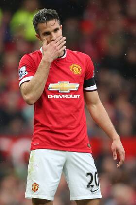 Robin van Persie of Manchester United ManU looks dejected - Manchester United vs. West Bromwich Albion - Barclay s Premier League - Old Trafford - Manchester - 02 05 2015 Pic Philip Oldham Sportimage EDITORIAL USE ONLY. No use with unauthorised audio, video, data, fixture lists, club league logos or live services. Online in-match use limited to 120 images, no video emulation. No use in betting, games or single club league player publications.