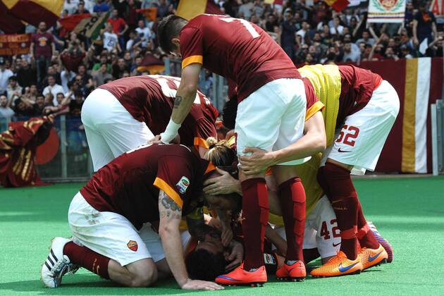 Alessandro Florenzi Roma. Goal celebration Roma 03-05-2015 Stadio Olimpico, Football Calcio Serie A 2014 2015 AS Roma vs. Genoa CFC andreaxstaccioli