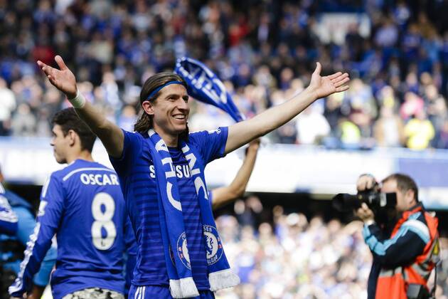 03.05.2015. London, England. Barclays Premier League. Chelsea versus Crystal Palace. Chelsea s Filipe Luis celebrates at the end xCraigxMercerx  ActionPlus11617992