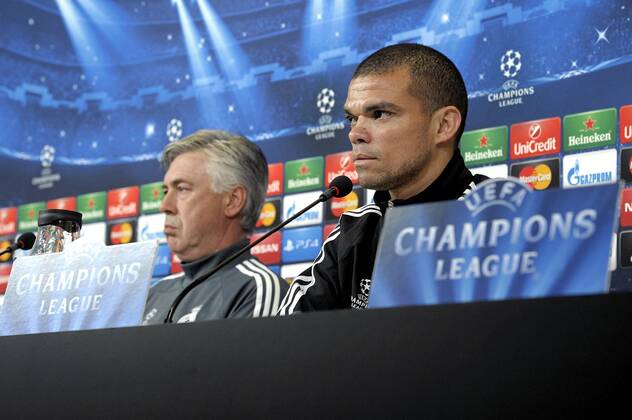 Pepe and Carlo Ancelotti, Football Calcio 2014 2015, Training and press conference Champions League, Foto FilippoxAlfero Insidefoto filippoxalfero