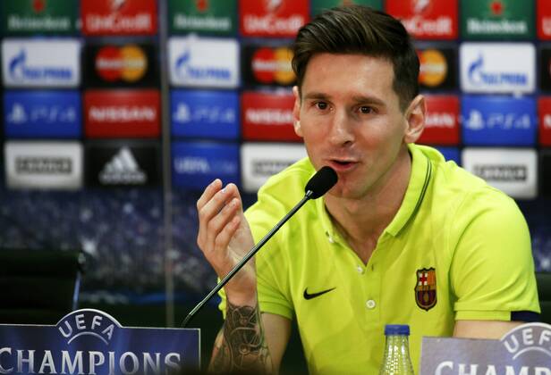 BARCELONA -05 mayo- ESPANA: Lionel Messi press conference before Champions League Match against Bayern Munich, el 05 de mayo del 2015. 