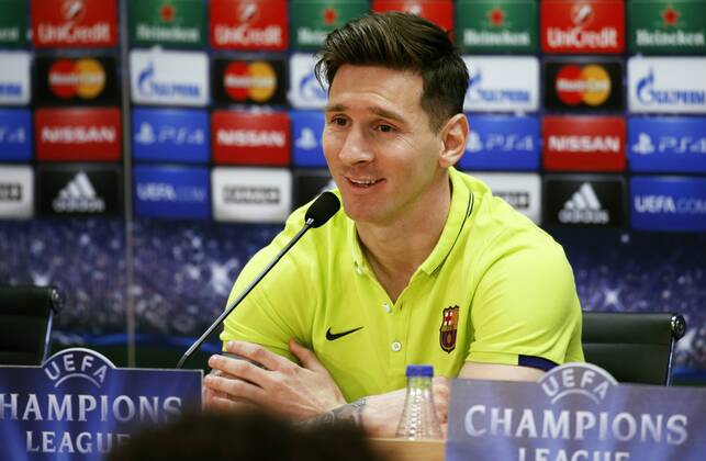 BARCELONA -05 mayo- ESPANA: Lionel Messi press conference before Champions League Match against Bayern Munich, el 05 de mayo del 2015. 