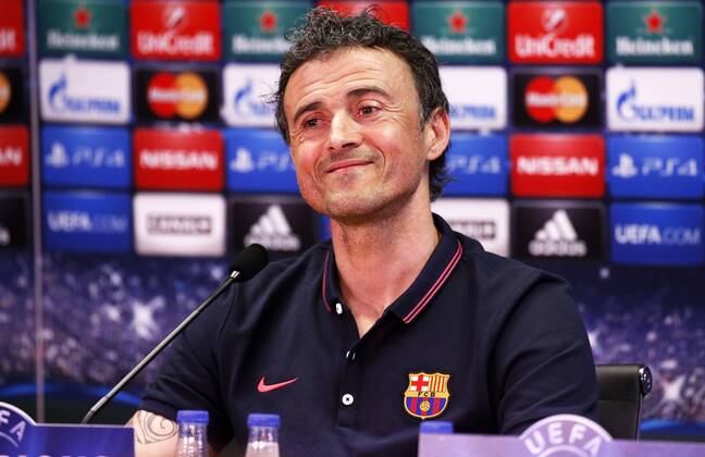BARCELONA -05 mayo- ESPANA: Luis Enrique Martinez en la rueda de prensa tras el entrenamiento previo al partido de Liga de Campeones contra el Bayern Munich el 05 de mayo del 2015. 