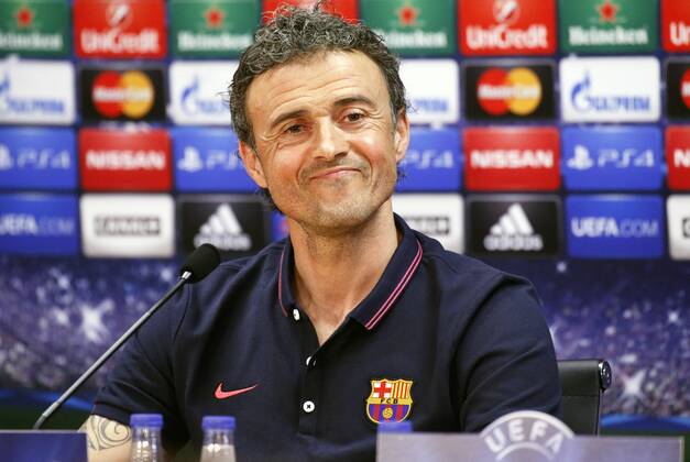 BARCELONA -05 mayo- ESPANA: Luis Enrique Martinez en la rueda de prensa tras el entrenamiento previo al partido de Liga de Campeones contra el Bayern Munich el 05 de mayo del 2015. 