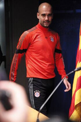 Aktuell Fußball, Champions League, Pressekonferenz FC Bayern München BARCELONA, SPAIN - MARCH 5: Josep Guardiola of Bayern Munchen during the press conference PK Pressekonferenz ahead of their UEFA Champions League Semi finals first leg match against FC Barcelona Barca at the Camp Nou stadium on March 5, 2015 in Barcelona, Spain. (Photo by Mikel Trigueros Urbanandsport Cordon Press) 