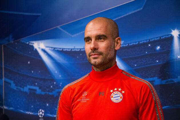 Aktuell Fußball, Champions League, Pressekonferenz FC Bayern München BARCELONA, SPAIN - MARCH 5: Josep Guardiola, trainner of Bayern Munchen during the press conference PK Pressekonferenz ahead of their UEFA Champions League Semi finals first leg match against FC Barcelona Barca at the Camp Nou stadium on March 5, 2015 in Barcelona, Spain. (Photo by Mikel Trigueros Urbanandsport Cordon Press) 