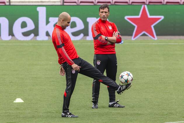 BARCELONA, SPAIN - MARCH 5: Josep Guardiola of Bayern Munchen during the last training ahead of their UEFA Champions League Semi finals first leg match against FC Barcelona Barca at the Camp Nou stadium on March 5, 2015 in Barcelona, Spain. (Photo by Mikel Trigueros Urbanandsport Cordon Press) 