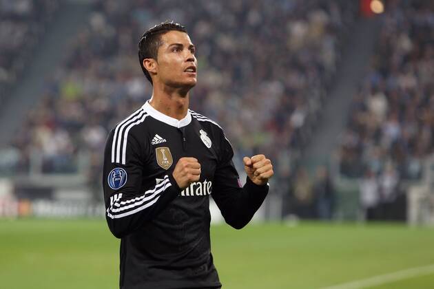 Cristiano Ronaldo of Real Madrid celebrates his equalising goal - Juventus vs. Real Madrid - UEFA Champion s League - Semi Final First Leg - Juventus Stadium - Turin - 05 05 2015 Pic Philip Oldham Sportimage EDITORIAL USE ONLY. No use with unauthorised audio, video, data, fixture lists, club league logos or live services. Online in-match use limited to 120 images, no video emulation. No use in betting, games or single club league player publications.