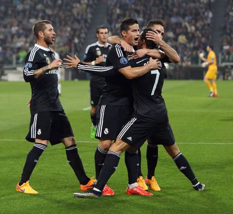Cristiano Ronaldo of Real Madrid celebrates his equalising goal - Juventus vs. Real Madrid - UEFA Champion s League - Semi Final First Leg - Juventus Stadium - Turin - 05 05 2015 Pic Philip Oldham Sportimage EDITORIAL USE ONLY. No use with unauthorised audio, video, data, fixture lists, club league logos or live services. Online in-match use limited to 120 images, no video emulation. No use in betting, games or single club league player publications.