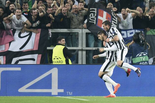 05.05.2015, Turin - UEFA Champions League 2014 2015 - Juventus Turin - Alvaro Morata, Carlos Tevez 