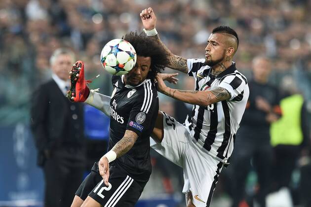 05.05.2015, Turin - UEFA Champions League 2014 2015 - Juventus Turin vs Real Madrid - Arturo Vidal-Marcelo 