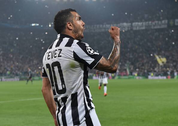 FUSSBALL CHAMPIONS LEAGUE SAISON 2014 2015 HALBFINAL HINSPIEL Juventus Turin - Real Madrid 05.05.2015 JUBEL Juve; Torschuetze zum 2-1 Carlos Tevez 