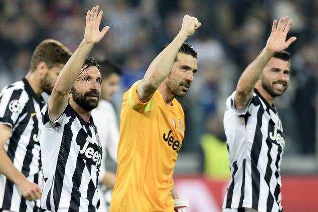05.05.2015, Turin - UEFA Champions League 2014 2015 - Juventus Turin vs Real Madrid - fine gara Gianluigi Buffon-Andrea Pirlo-Andrea Barzagli 