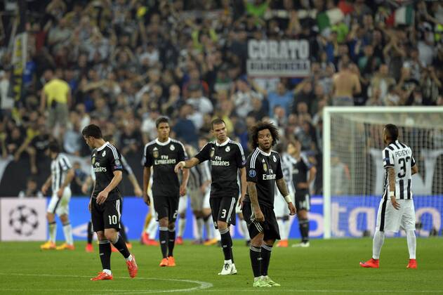 05.05.2015. Turin, Italy. Champions League Football, semi-final. 1st leg. Juventus versus Real Madrid. The disappointment for the Real Madrid players at the end of the game xPierpaoloxPiciuccox  ActionPlus11618360