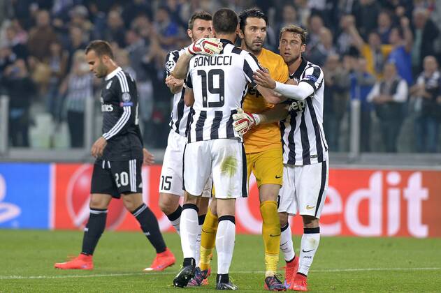 Gianluigi Buffon, Claudio Marchisio, Andrea Barzagli, Leonardo Bonucci Juventus, celebration, Torino 05-05-2015, Juventus Stadium, Football Calcio 2014 2015 Champions League, Juventus - Real Madrid filippoxalfero