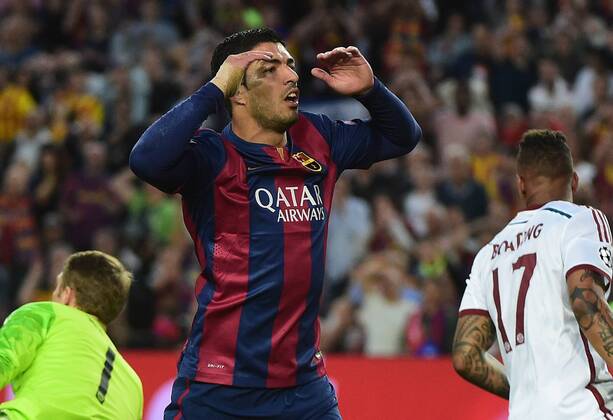 06.05.2015, xjhx, Fussball Champions League, FC Barcelona Barca - FC Bayern Muenchen, v.l. Luis Suarez (FC Barcelona) enttaeuscht, enttaeuscht schauend, dissapointed