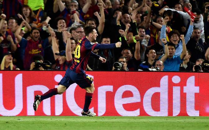 06.05.2015, xjhx, Fussball Champions League, FC Barcelona Barca - FC Bayern Muenchen, v.l. Lionel Messi (FC Barcelona) Torjubel, Goal celebration, celebrate the goal zum 1:0