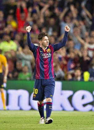 Barcelona, 06.05.2015, Camp Nou Torjubel: Lionel Messi (Barca) FC Barcelona Barca - FC Bayern München mm