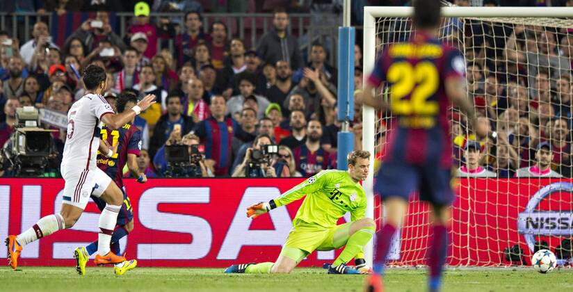 Barcelona, 06.05.2015, Camp Nou Tor zum 3:0 durch Neymar (Barca) gegen Torwart Manuel Neuer (FCB) FC Barcelona Barca - FC Bayern München mm