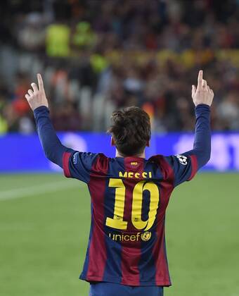 FUSSBALL CHAMPIONS LEAGUE SAISON 2014 2015 HALBFINALE HINSPIEL FC Barcelona Barca - FC Bayern Muenchen 06.05.2015 Jubel: Lionel Messi (Barca) 