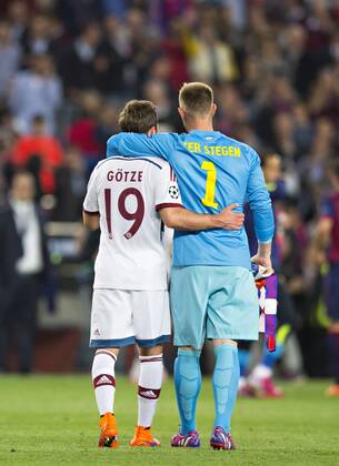 Barcelona, 06.05.2015, Camp Nou Mario Götze (FCB), Torwart Marc-Andre ter Stegen (Barca) FC Barcelona Barca - FC Bayern München mm