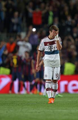 Mittwoch 06.05.2015, CL, UEFA Champions League, Saison 2014 2015, Halbfinale Hinspiel in Barcelona, FC Barcelona Barca - FC Bayern Muenchen, enttaeuscht Mario Goetze (Bayern Muenchen) DeFodi035
