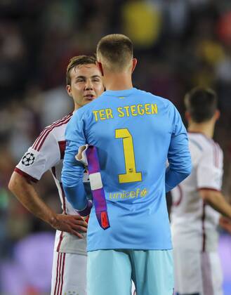 Mario GOETZE, FCB 19 Marc-Andre TER STEGEN, Barca 1 FC Barcelona Barca - FC BAYERN MUENCHEN 3-0 , Fussball UEFA Champions League, Halbfinale Hinspiel, Muenchen, 06.05.2015 CL Saison 2014 2015, FCB, Muenchen