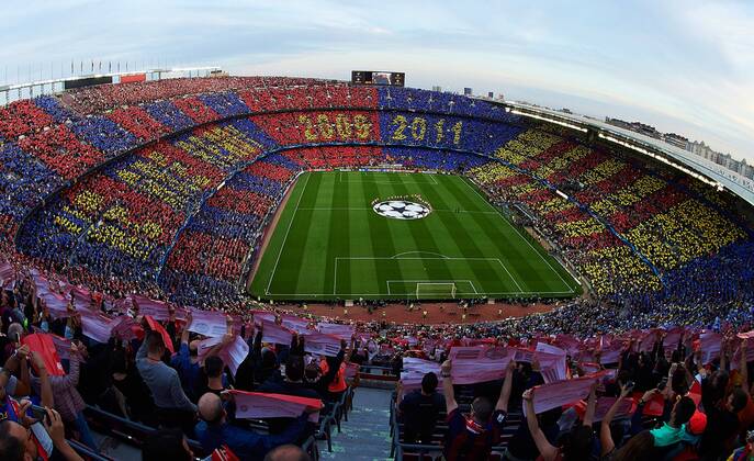 06.05.2015, xjhx, Fussball Champions League, FC Barcelona Barca - FC Bayern Muenchen, v.l. Barcelona Choreographie im Camp Nou