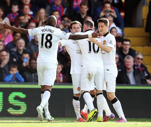 Manchester United ManU s Juan Mata celebrates scoring his sides opening goal Barclays Premier League - Crystal Palace vs Manchester United- Selhurst Park - England - 9th May 2015 - Picture David Klein Sportimage EDITORIAL USE ONLY. No use with unauthorised audio, video, data, fixture lists, club league logos or live services. Online in-match use limited to 120 images, no video emulation. No use in betting, games or single club league player publications.
