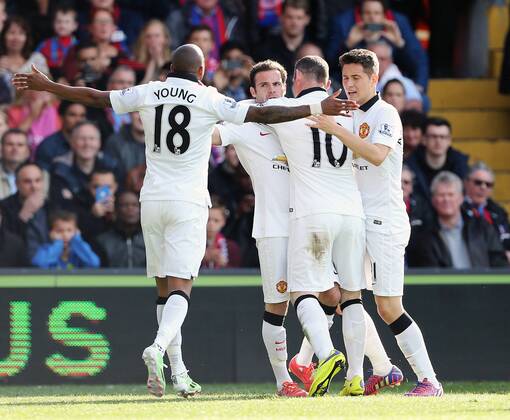 Manchester United ManU s Juan Mata celebrates scoring his sides opening goal Barclays Premier League - Crystal Palace vs Manchester United- Selhurst Park - England - 9th May 2015 - Picture David Klein Sportimage EDITORIAL USE ONLY. No use with unauthorised audio, video, data, fixture lists, club league logos or live services. Online in-match use limited to 120 images, no video emulation. No use in betting, games or single club league player publications.
